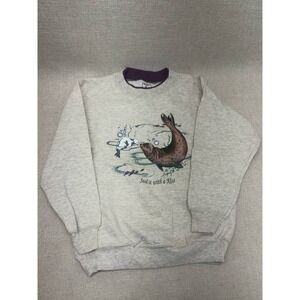 Vintage Alore Seal it with a Kiss Sweatshirt Kids 6-8 Gray Made in USA 90s